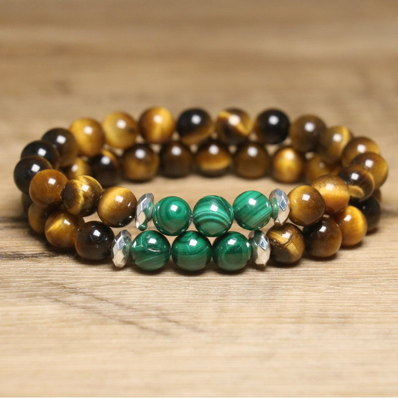 Tiger eye and malachite bracelet – view 2