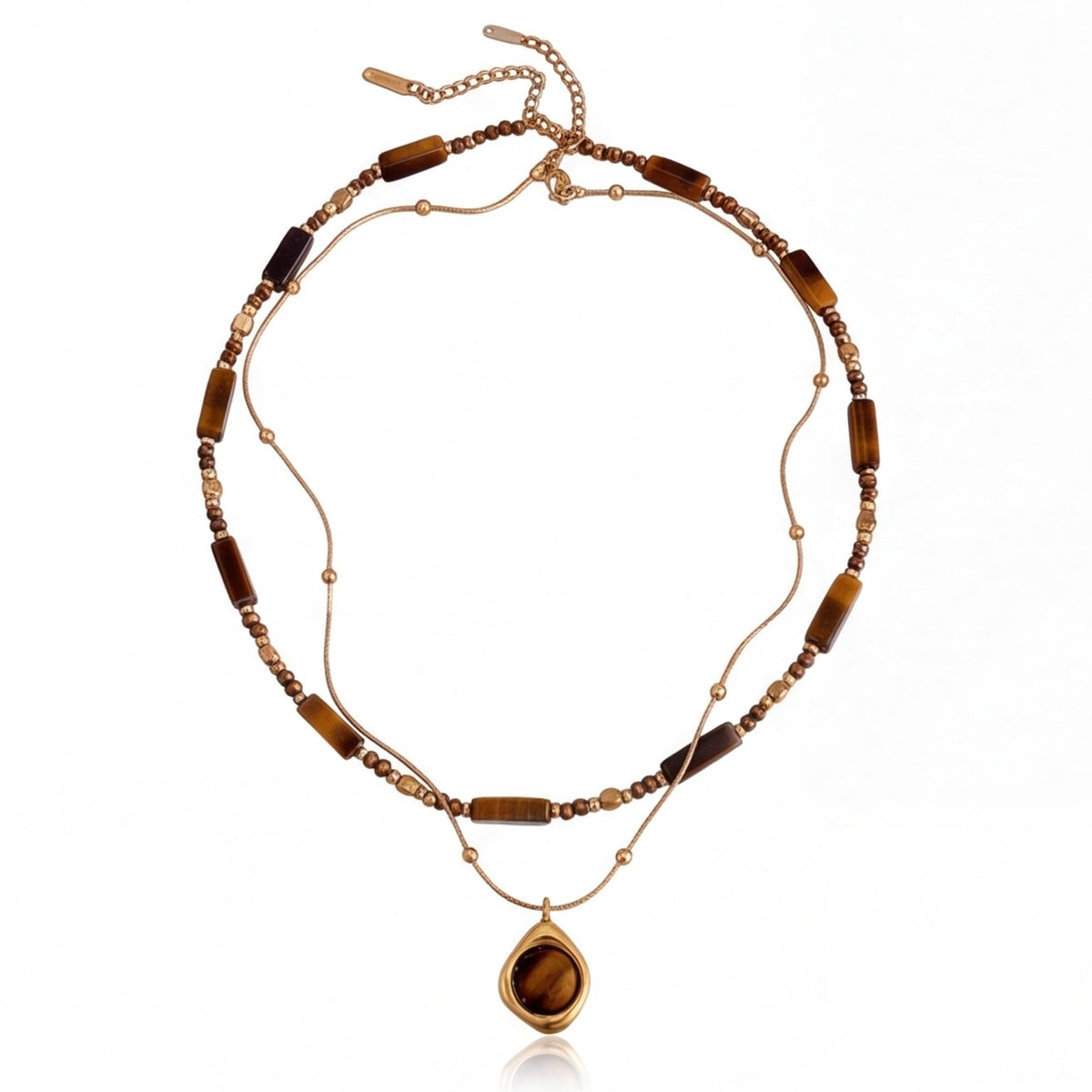 Natural tiger eye necklace styled for an everyday jewelry care guide