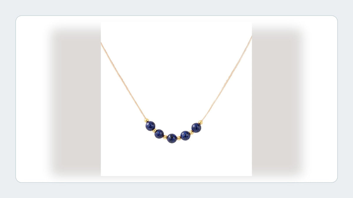 Lapis lazuli necklace styled for everyday wear