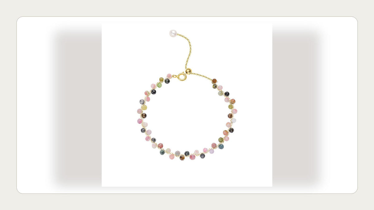 Tourmaline jewelry arranged in varied natural colors
