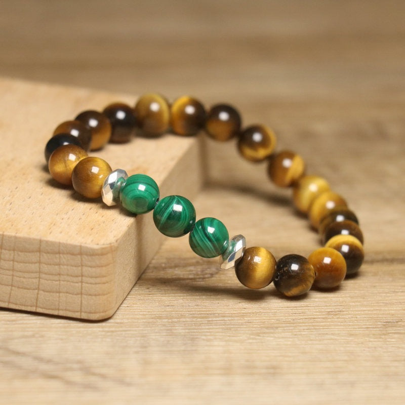 Tiger eye and malachite bracelet – view 3