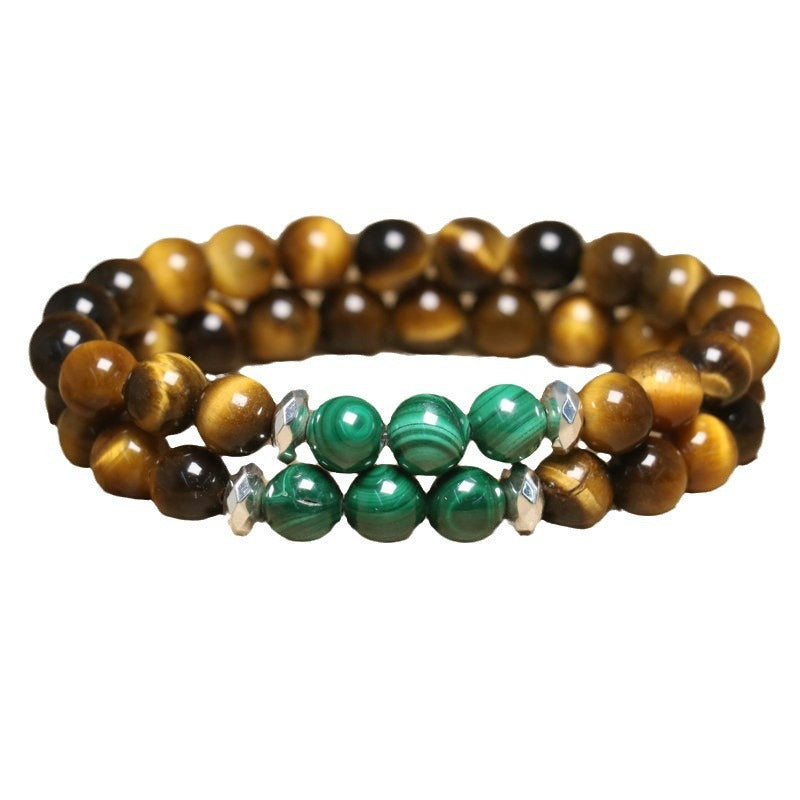 Tiger eye and malachite bracelet